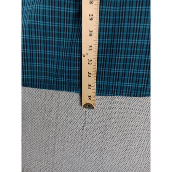 Cinch Western Shirt Mens XXL Turquoise & Navy Plaid Button Down Cowboy Logo - Picture 9 of 10